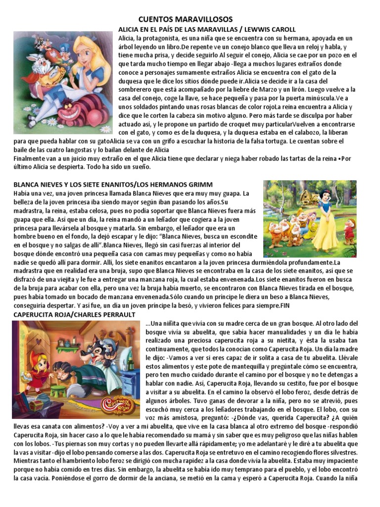 6 Cuentos Maravillosos | PDF | Caperucita Roja | Las aventuras de Alicia en  el País de las Maravillas