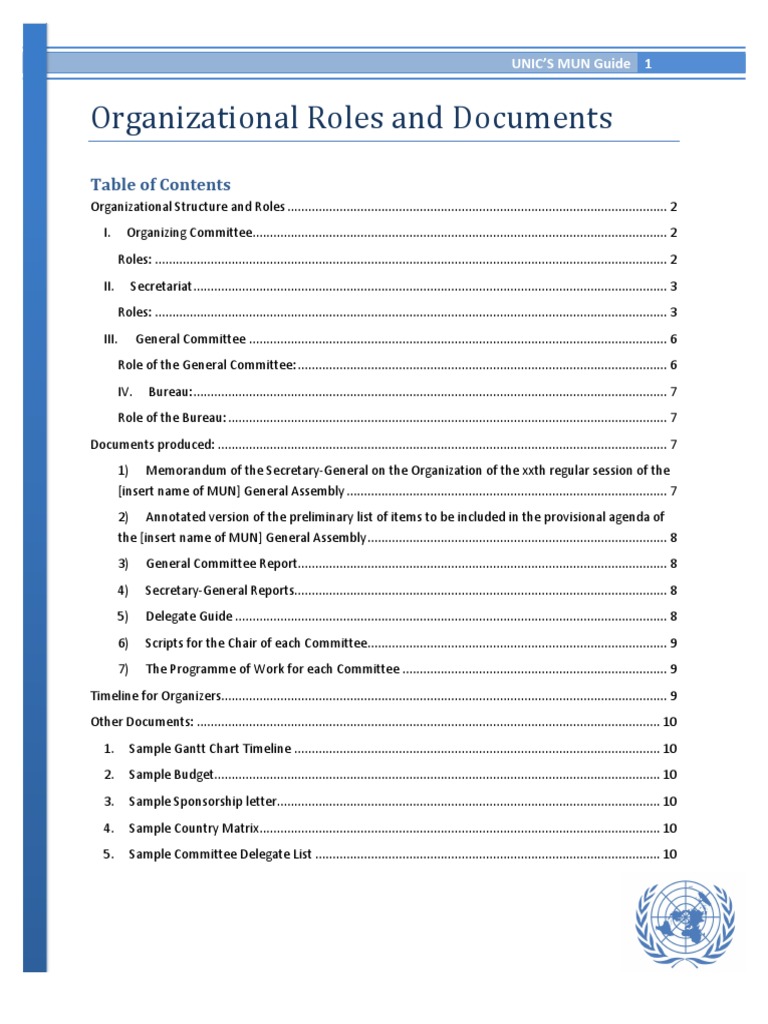 MUN Organizational Structure and Roles | PDF | Chairman | Public Sphere