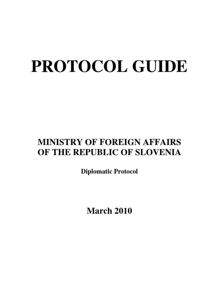 Protocol Guide: Ministry of Foreign Affairs of The Republic of Slovenia ...