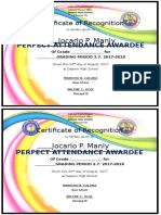 Certificate of Academic Perfect Attendance2017 2018