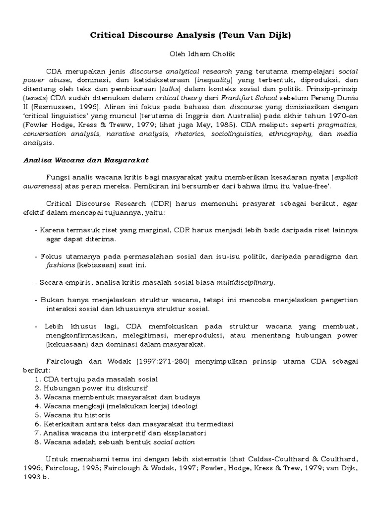 Analisis Wacana Kritis oleh Van Dijk | PDF
