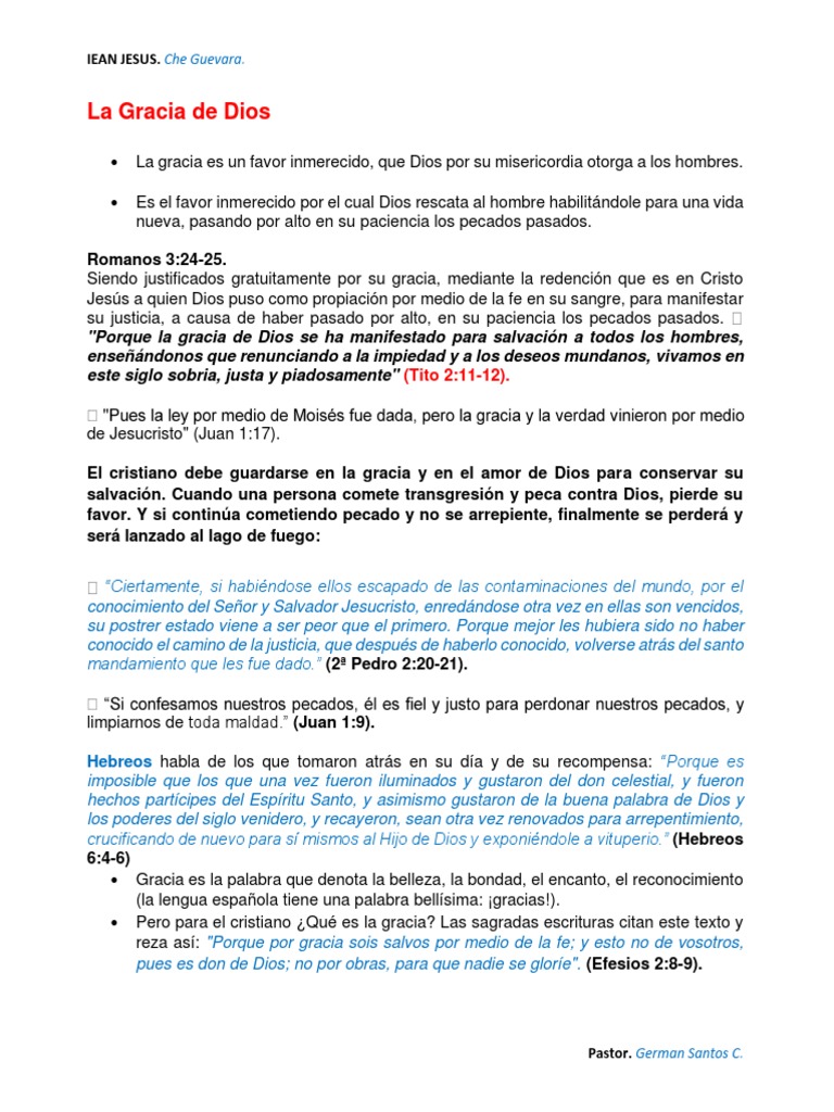 La Gracia de Dios | PDF | Gracia en el cristianismo | Pecado