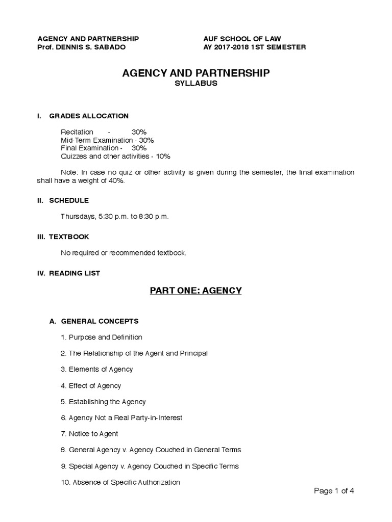Agency Auf Syllabus Weeks 3 4f Business Personal Growth