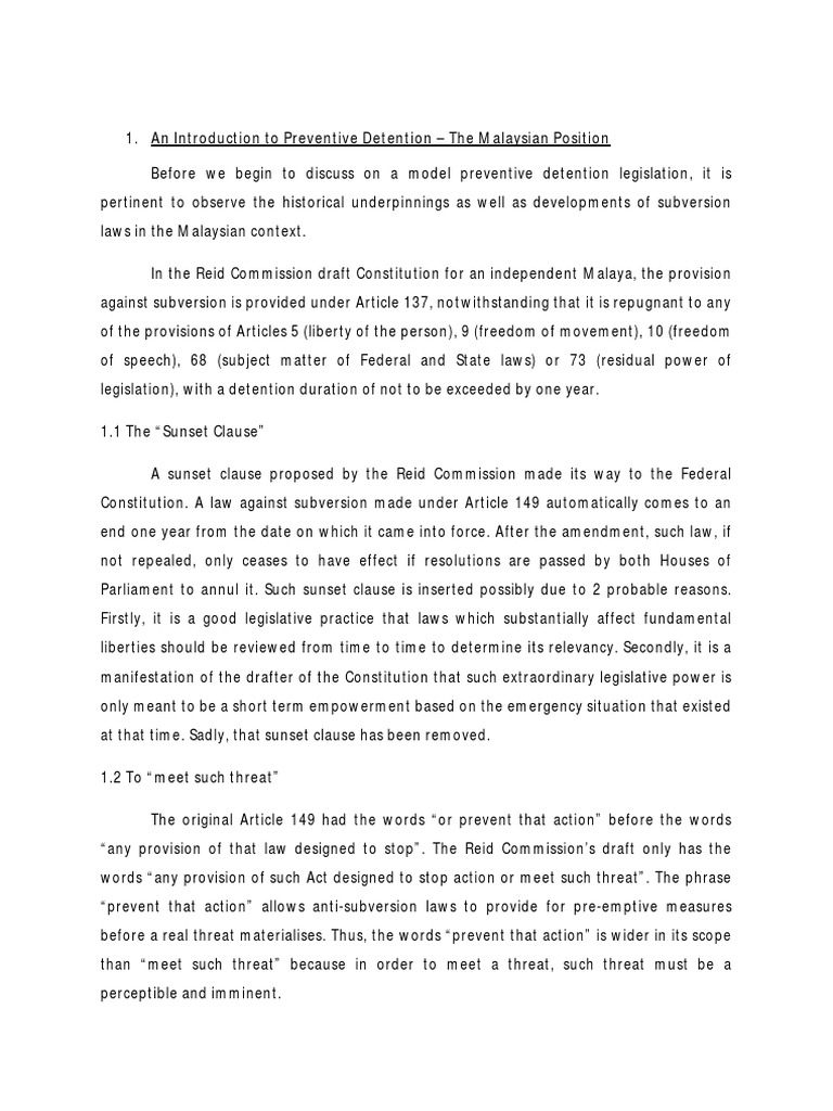 Preventive Detention in Malaysia PDF | PDF | State Of Emergency ...