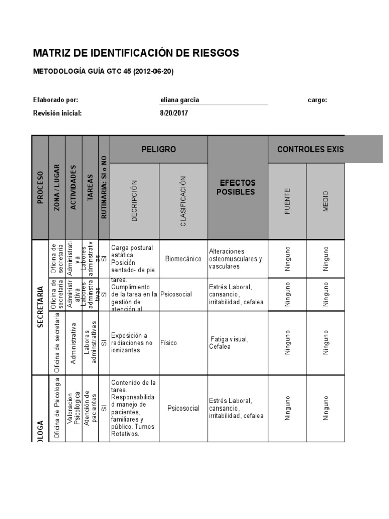 Matriz de Riesgos en Excel para SST | PDF | Estrés (biología) | Naturaleza