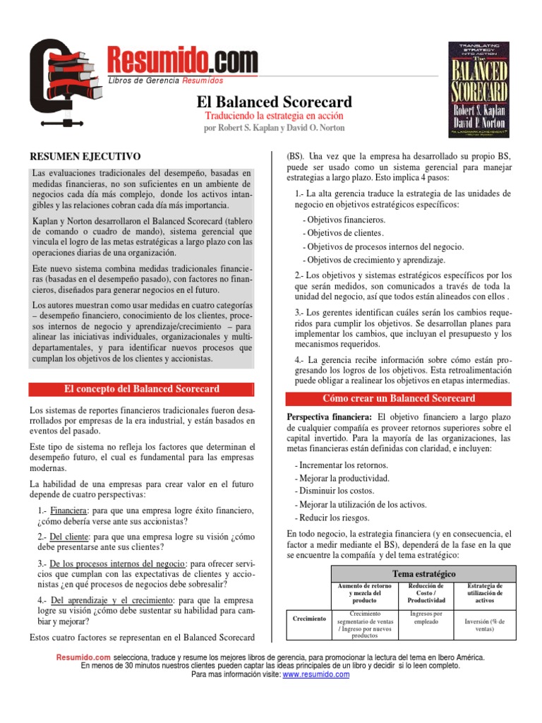 El Balanced Scorecard PDF | PDF | Crecimiento personal y profesional ...