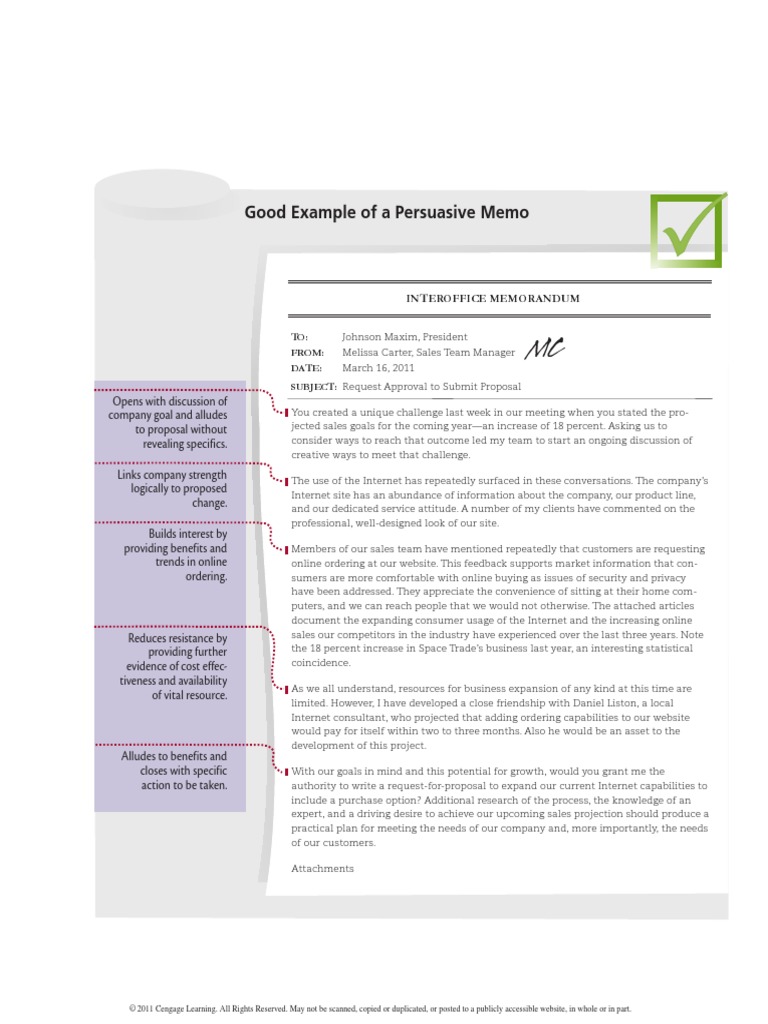 Good Example of A Persuasive Memo  PDF  Memorandum  Sales