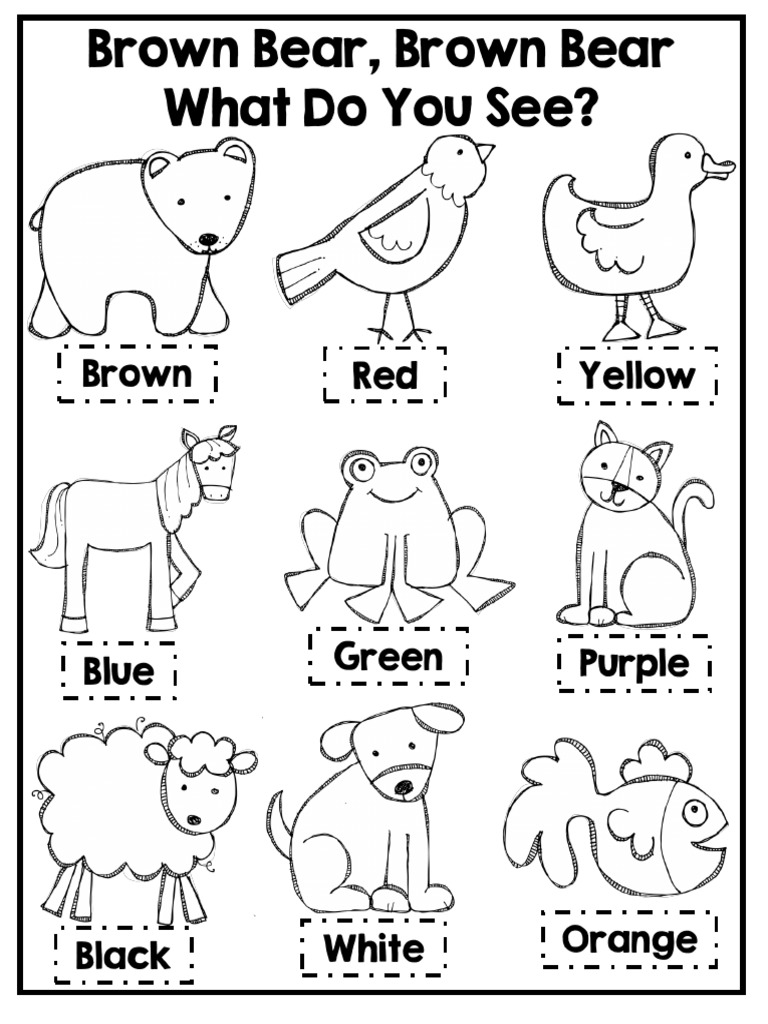 Brown Bear Brown Bear Coloring Activity | PDF | Brown | Art Materials