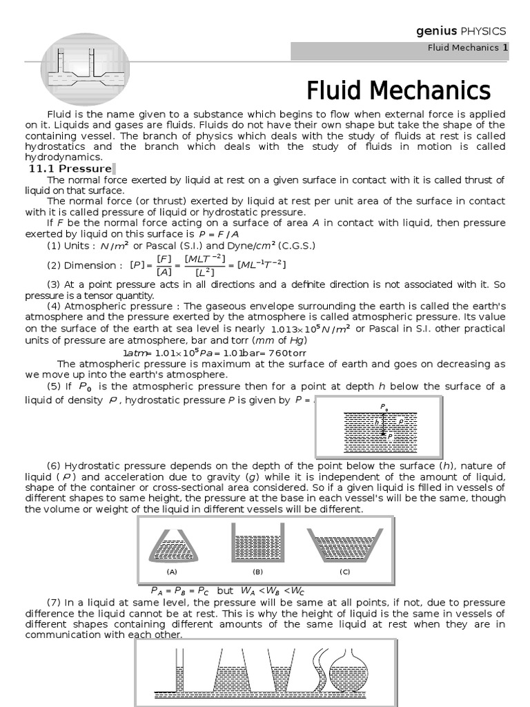 Fluid Mechanics: Hydrostatics and Pressure | PDF | Buoyancy | Pressure