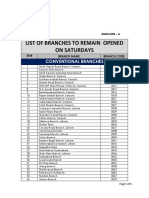 OPRN 215 SYSOPS 271 Revised List of Branches Opened on Saturday Annexure A