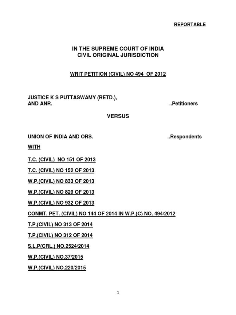 Full Text: Supreme Court Judgement in Right To Privacy Case | PDF ...