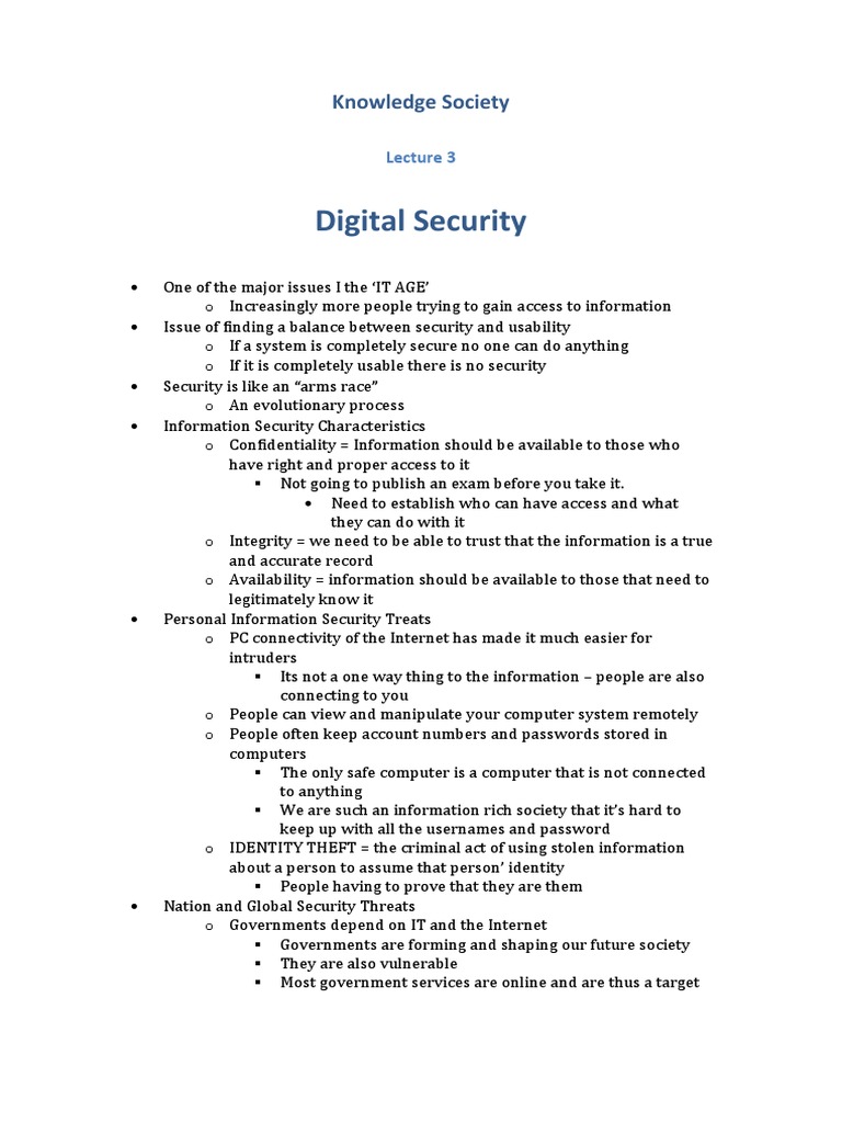 Lecture 3 - Digital Security | PDF | Security Hacker | Information Security
