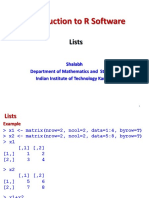 Introduction To R Software: Lists