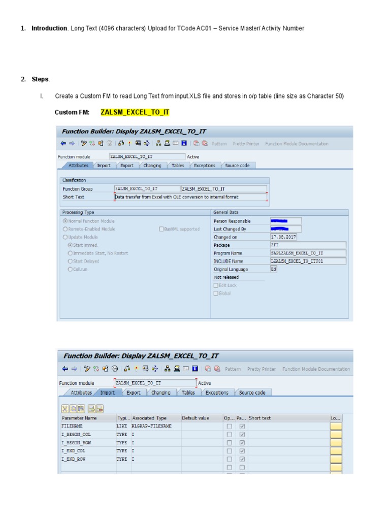 Long Text Upload For TCode AC01 - Service Master | PDF | Software  Development | Information Technology Management