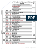 Calendário Litúrgico Tradicional Linear 2017 - Um Novo Lar