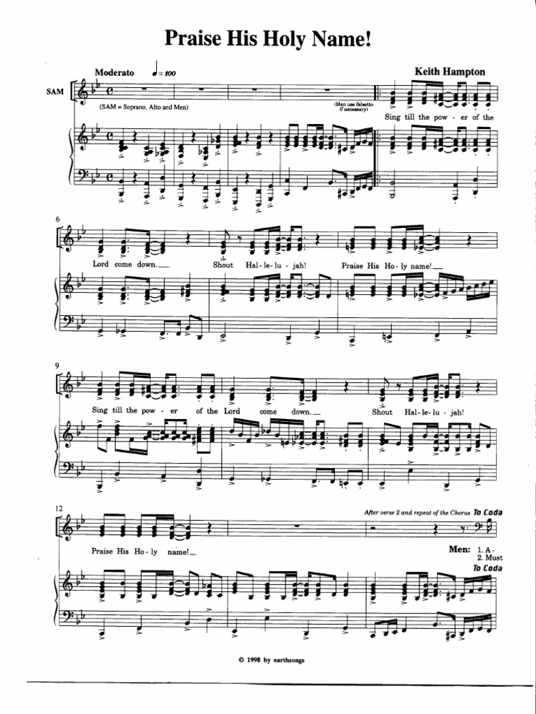 Praise His Holy Name - Music Sheet PDF | PDF | Vocal Music 