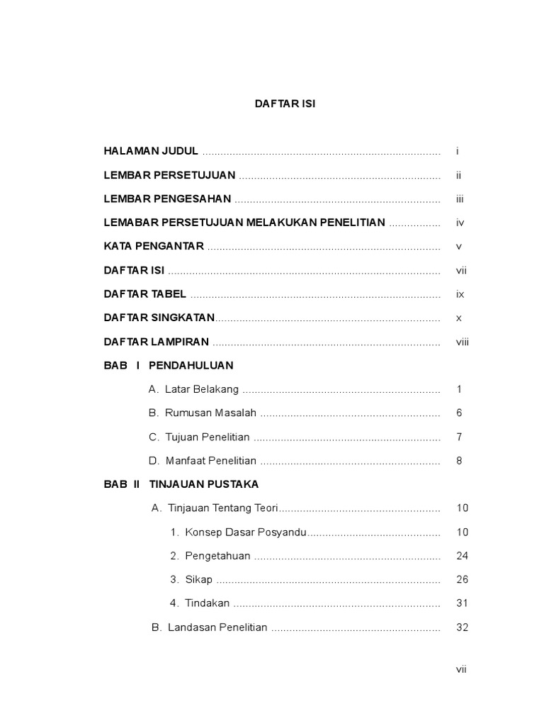 Daftar Isi Proposal