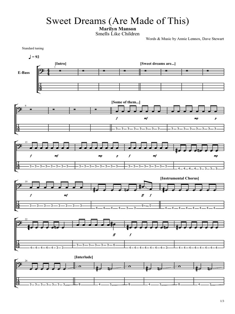 Sweet Dreams Marilyn Manson Tab