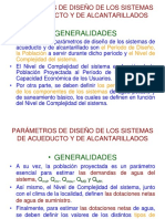 Parámetros Generales, Dotaciones, Ecuaciones, Caudales de Diseño, Fuentes y Obras de Captación