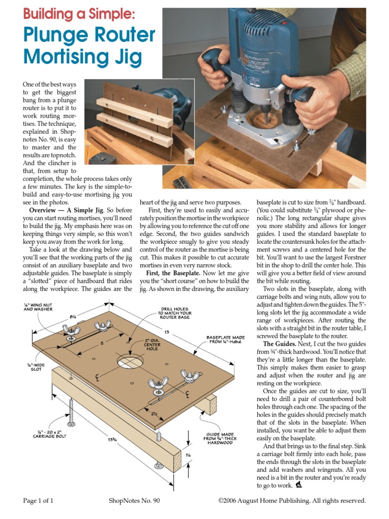 Plunge Router Mortising Jig PDF PDF