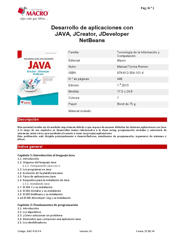 Aplicaciones Java: Guía para Desarrolladores | PDF | Java (lenguaje de ...