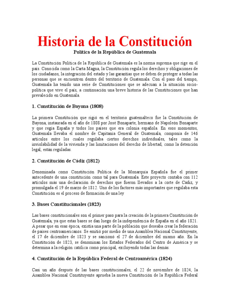 Historia de la Constitución de Guatemala | PDF | Constitución | Guatemala