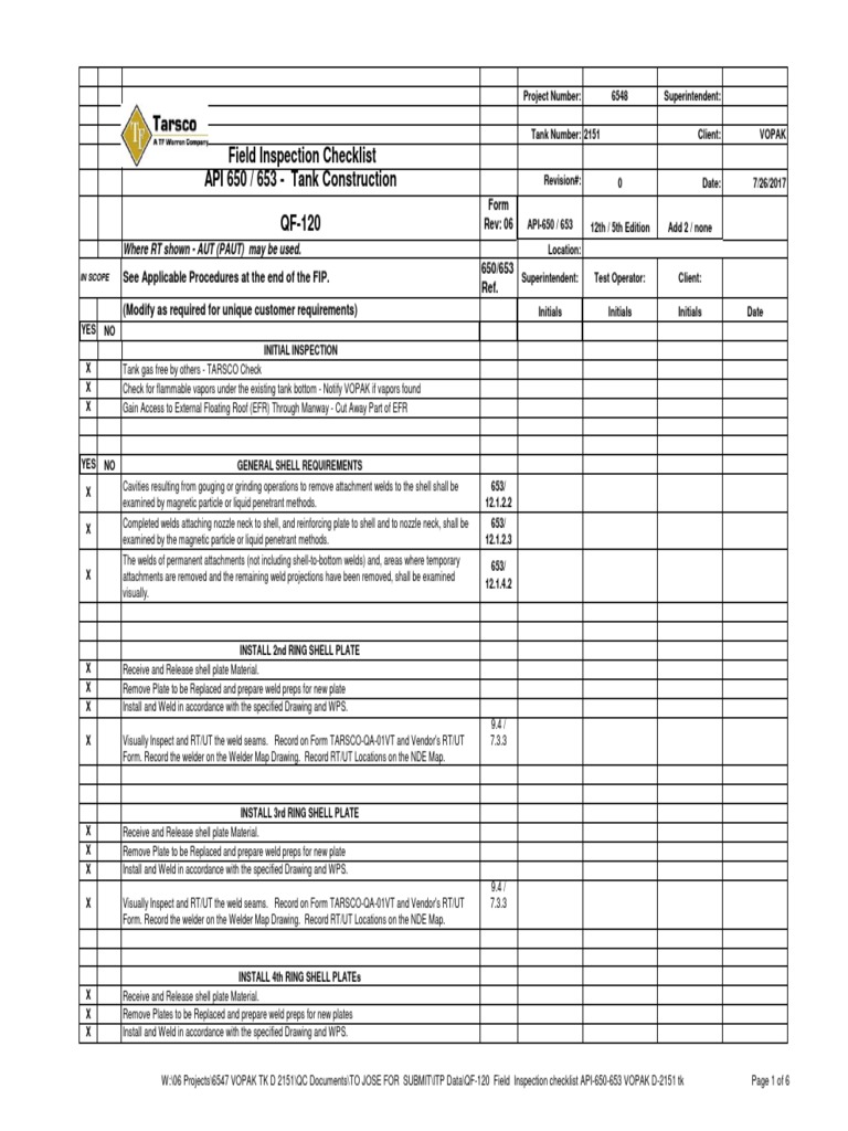 Check List | PDF | Welding | Construction