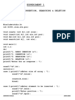 Experiment 1: Aim: To Perfrom Insertion, Searching & Deletion in 1D Array