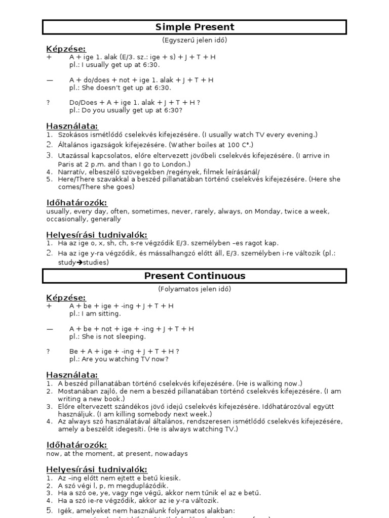 Angol Igeidők | PDF