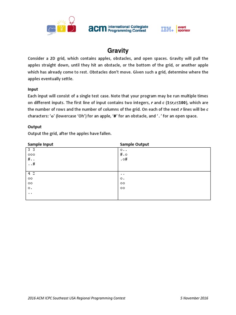 Programming Contest: Gravity Challenge | PDF | Teaching Methods ...