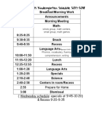 Evelands Kindergarten Schedule 17-18