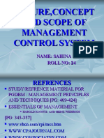 Nature, Concept and Scope of Management Control System