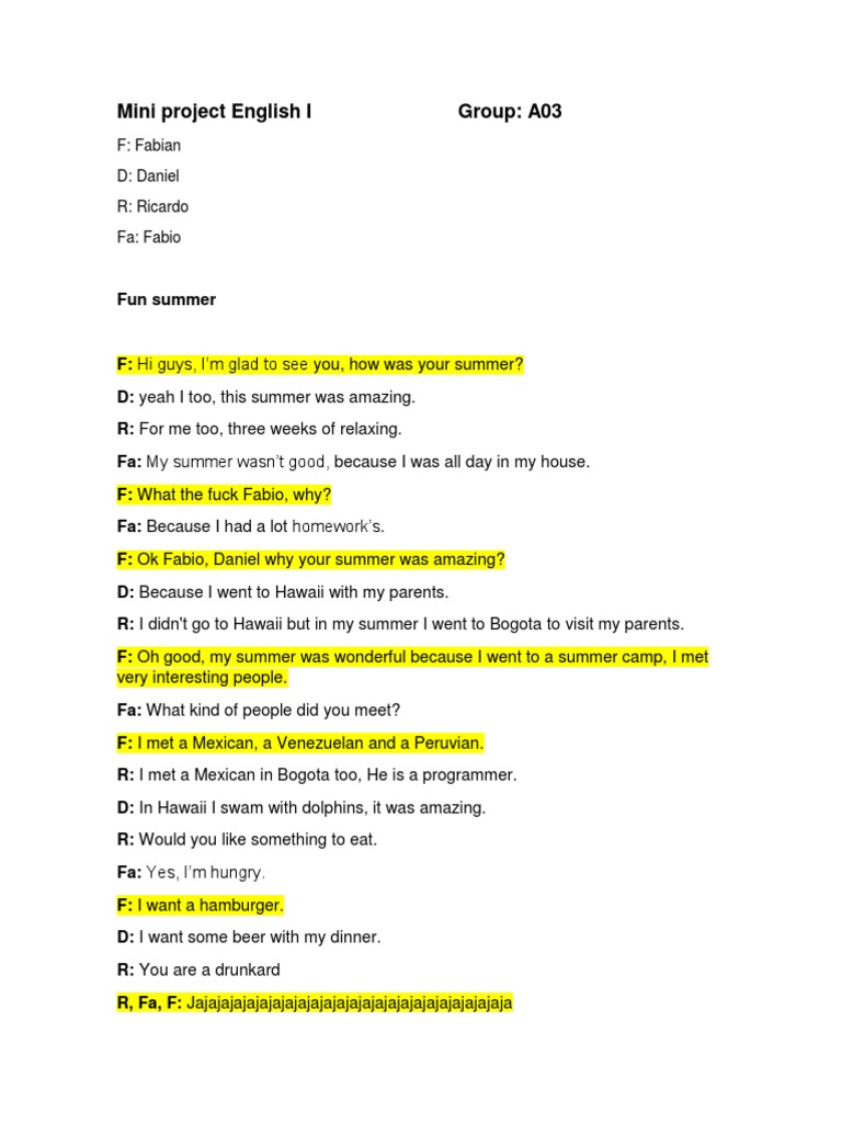 Mini Project English I Casi Final | PDF | Language Arts & Discipline