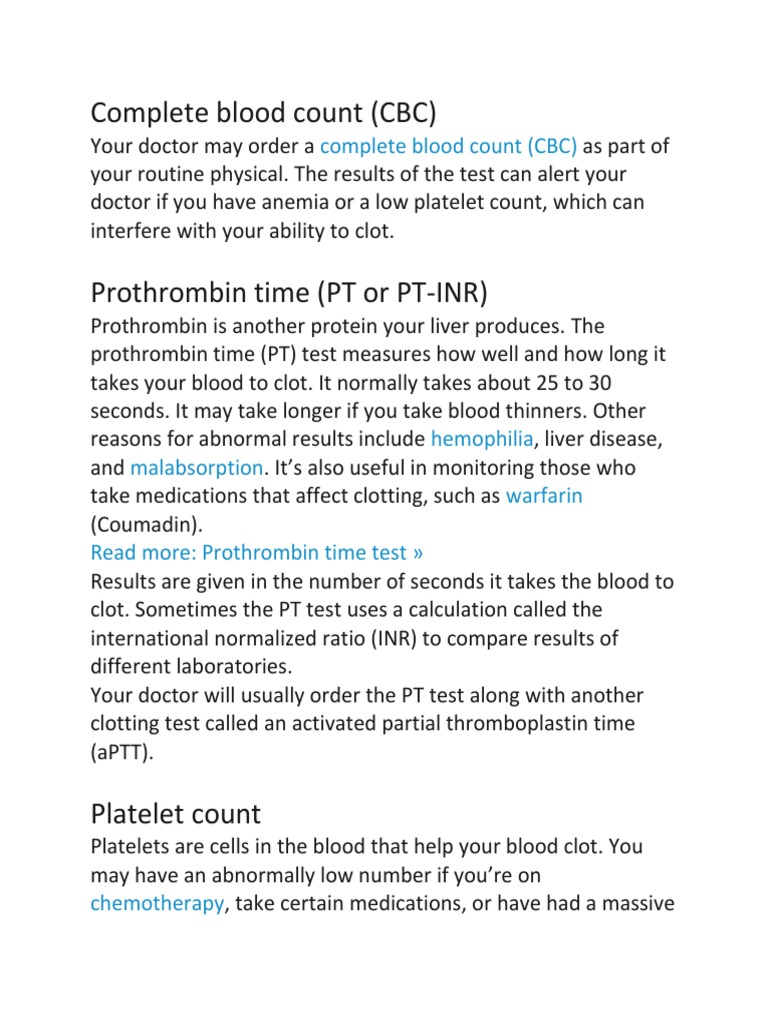 Understanding CBC and Clotting Tests | PDF | Self-Improvement | Science ...