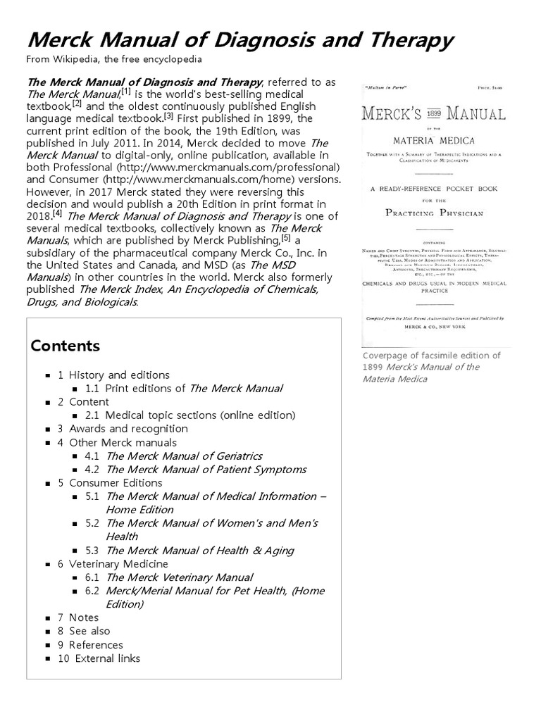 Merck Manual of Diagnosis and Therapy PDF Medicine Health Sciences