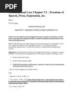 Constitutional Law Chapter VI - Freedom of Speech, Press, Expression, Etc