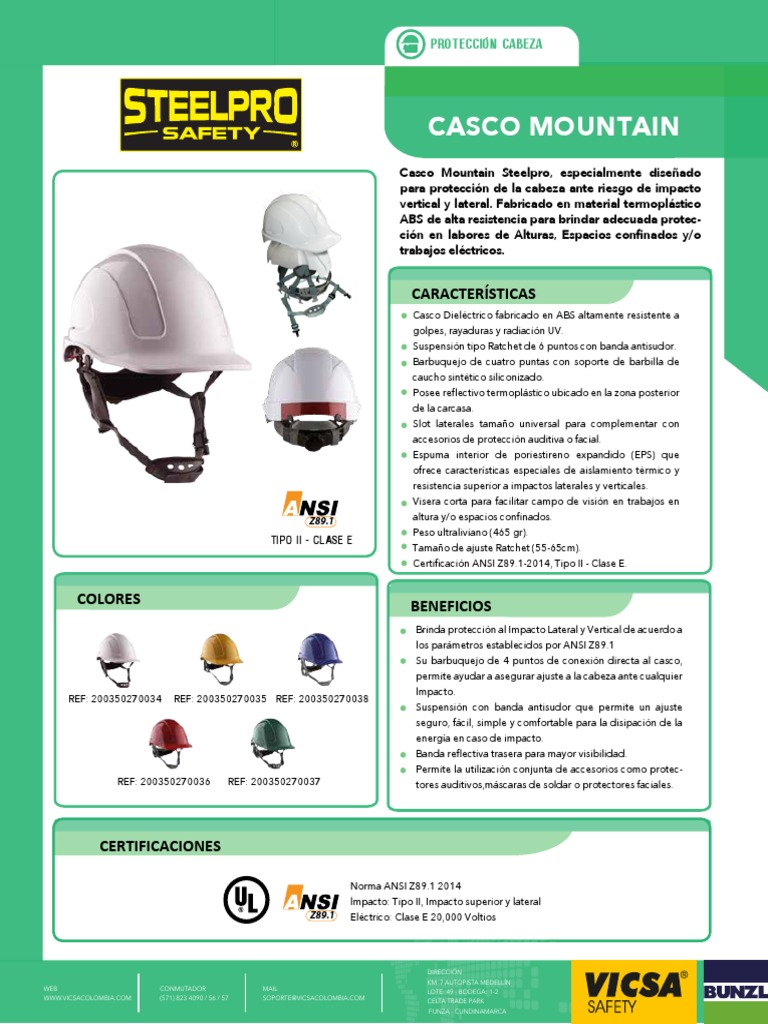 Ficha Tecnica Casco Steelpro t2 Casco Science