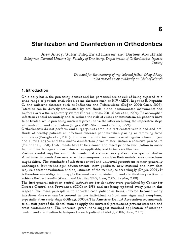 Sterilization and Disinfection in Orthodontics Alev Aksoy, Gulcın