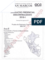 Unmsm - Simulacro Presencial Descentralizado 2018 - I (Área E) PDF