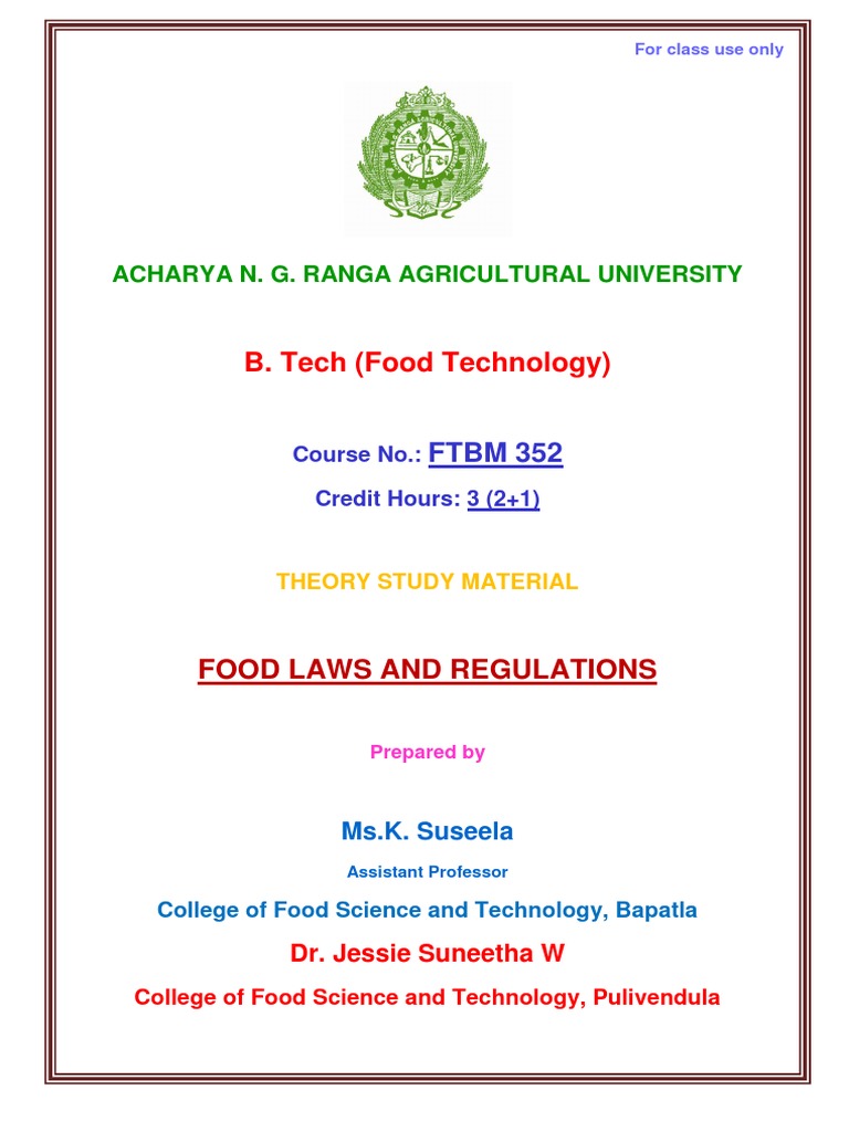 FOOD LAWS AND REGULATIONS.pdf Food Safety Risk Management