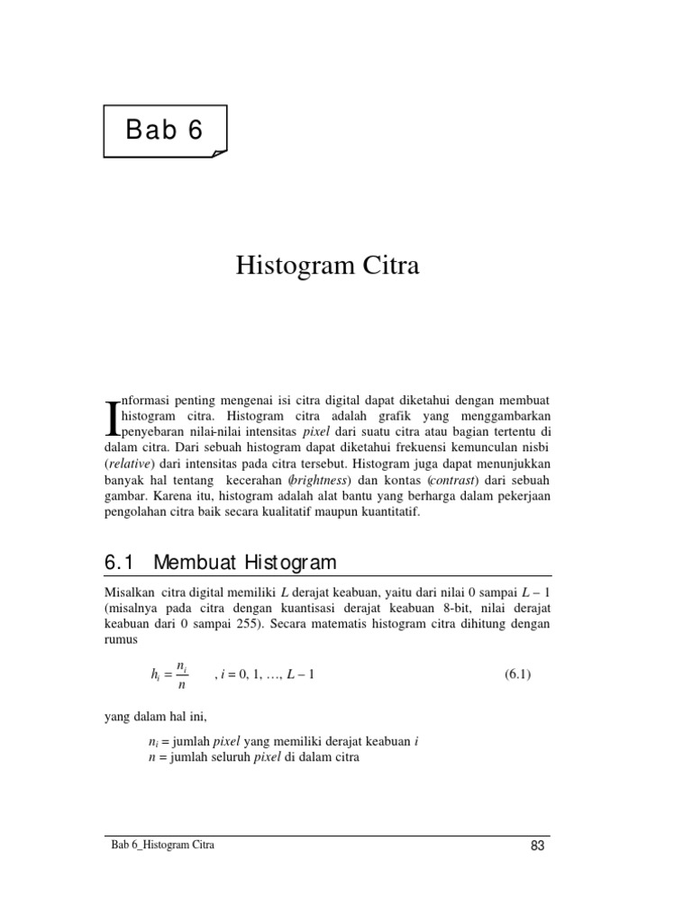Bab 6 Histogram Citra Pdf Pdf