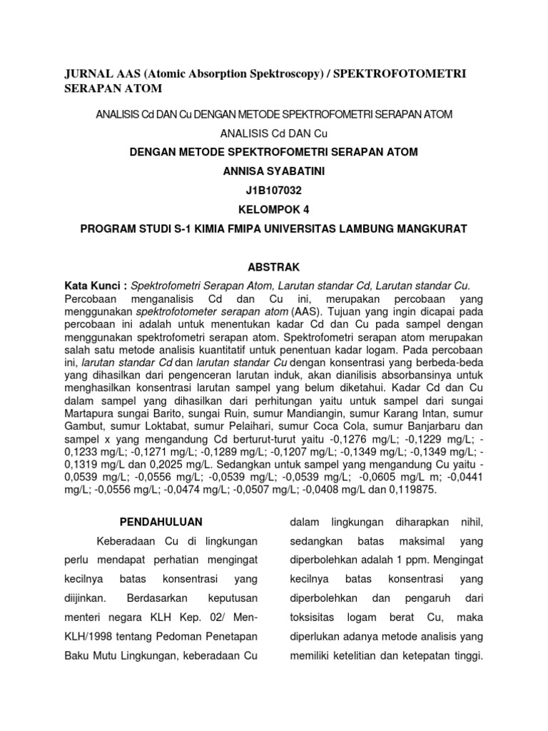 Analisis Cd dan Cu dengan AAS | PDF