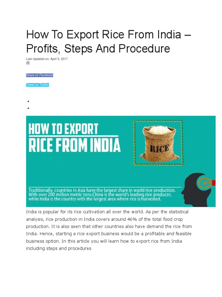 How To Export Rice From India PDF Exports Rice