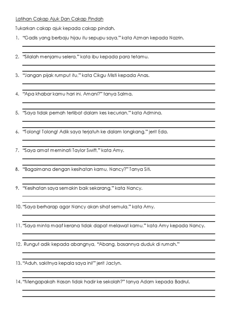 Latihan Cakap Ajuk Dan Cakap Pindah Pdf