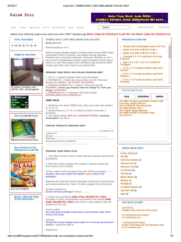 Cara Menjawab Soalan Kbat Pdf