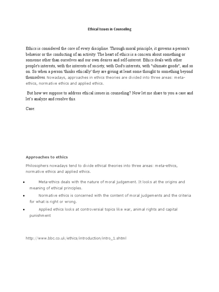Ethical Issues in Counseling Explained PDF