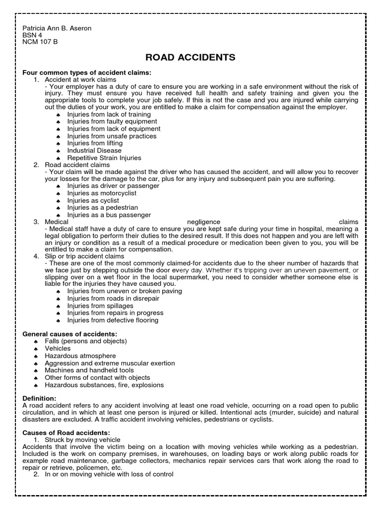 Road Accident Claims Guide | PDF | Traffic Collision | First Aid