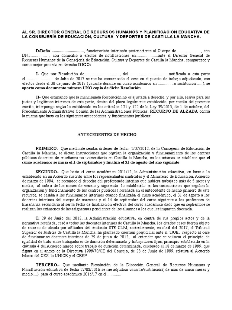 Recurso Alzada CESE 30 de Junio Del 2017 Doc STE. Discriminación