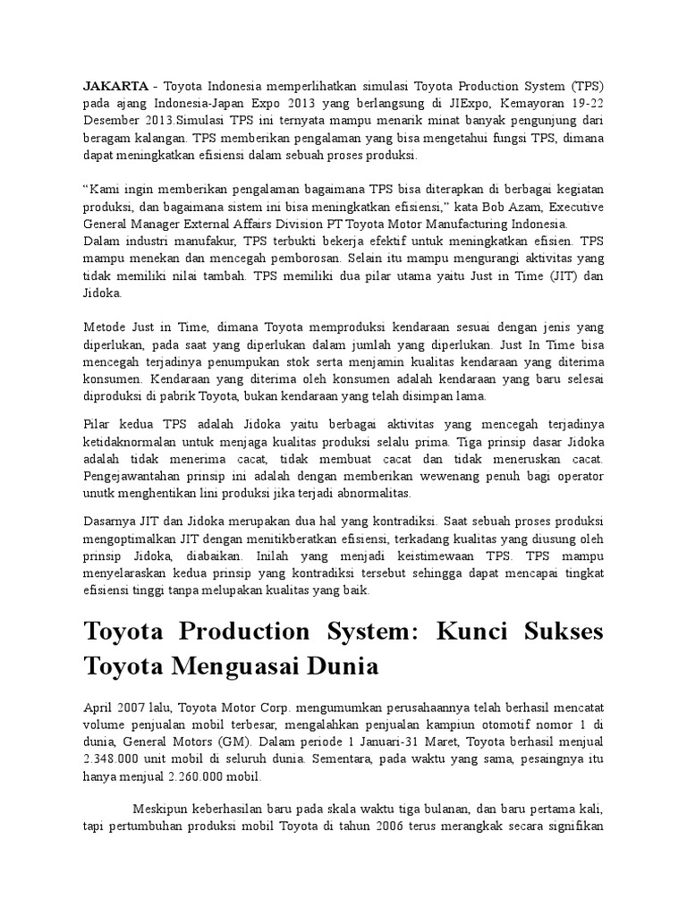 Tugas Proses Produksi Toyota Tugas Proses Produksi Toyota