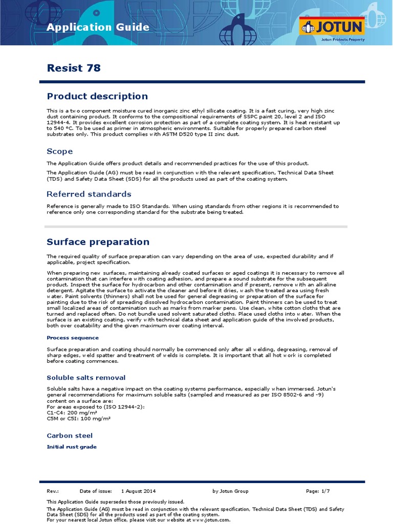 Resist 78 Technical Data Sheet Application Guide PDF Paint